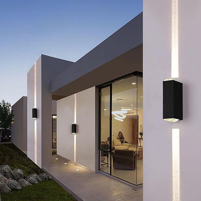 Outdoor Wall Lights, LED Up Down Exterior Lighting Fixtures, IP65 Waterproof Outdoor Light Fixture, 85-265V 20W 3000k Aluminum Porch Light, Modern Patio Wall Light Fixture Black