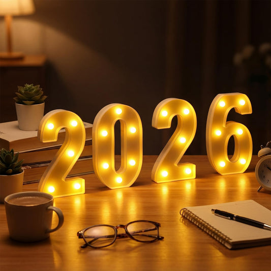 Coume LED Light up Number 2026, Giant Marquee Sign Numbers for Graduation Decorations, 2026 Graduation Decorations for High School Seniors College Class Classroom Party(White)