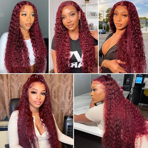 Giginger Bundles Human Hair Burgundy 99J Deep Wave Human Hair Bundles 16 18 20 inch Wine Red Unprocessed Quick Weave Soft Sewn In Hair Extensions for Black Women