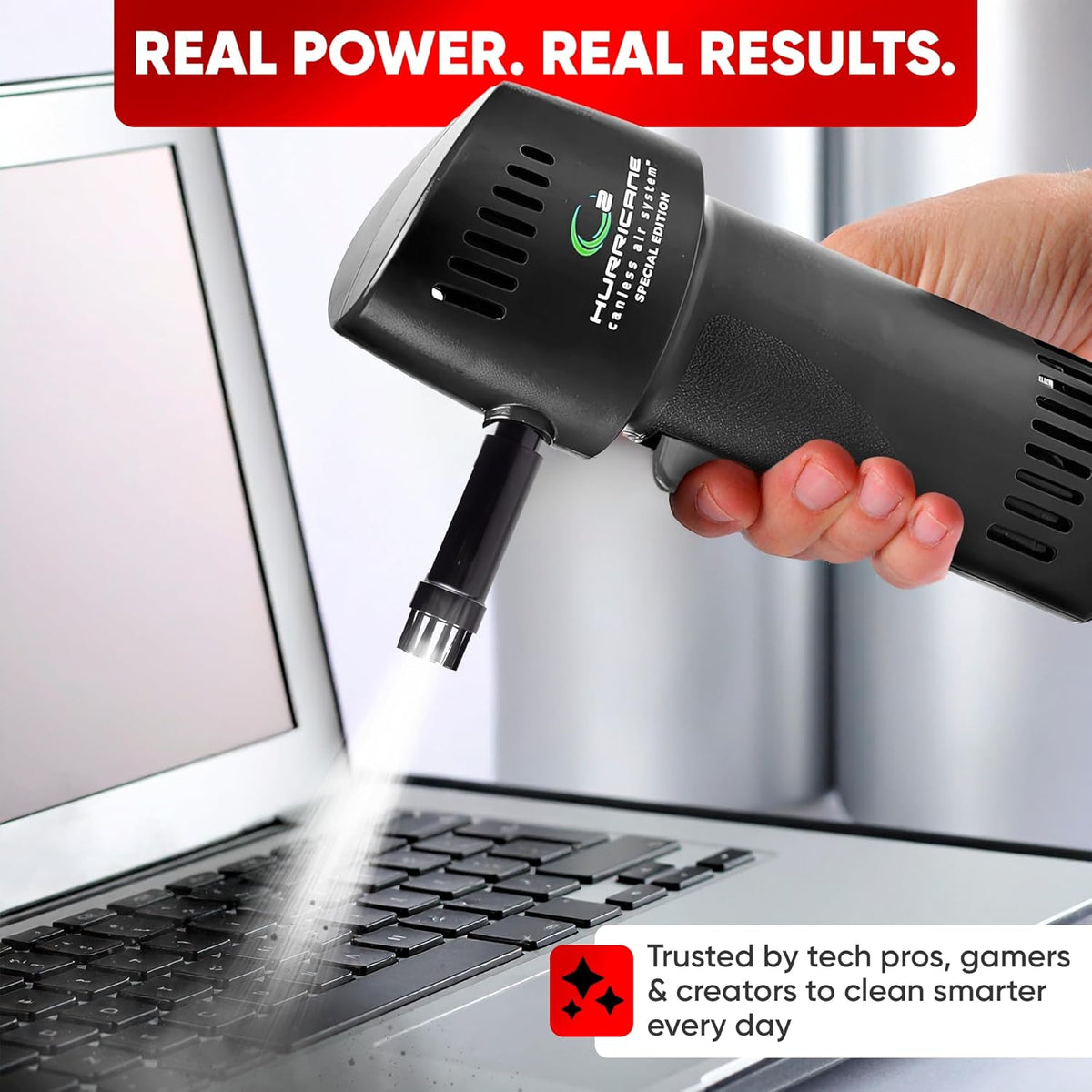O2 Hurricane ESD-Safe Compressed Air Duster – Powerful Cordless Compressed Air Cleaner for Computer, Keyboard & Electronics. Rechargeable Mini Dust Fan Electric Blower for Car Detailing, Cleaning