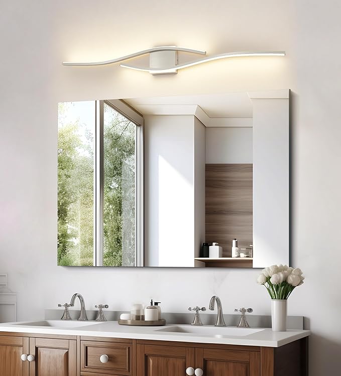 Joossnwell Brushed Nickel Vanity Light for Bathroom Lights Fixtures Modern 5CCT Dimmable Vanity Lights Bar 39.37 Inch Led Bath Light Fixtures Over Mirror
