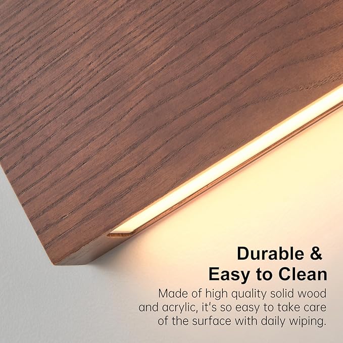 Solid Wood Wall Sconces, Slim Thin Hardwired Wall Lights, 3000K Warm White Modern Wooden Wall Sconce Lighting, Suitable for bedrooms,hallways,corridors,staircases