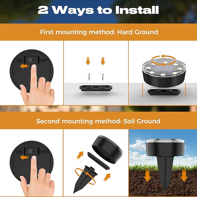 Mini Solar Ground Lights, 12 Pack Solar Lights Outdoor Waterproof, Upgraded LED Flat Landscape Lighting for Outside Pathway Garden Patio Yard Driveway,Warm White