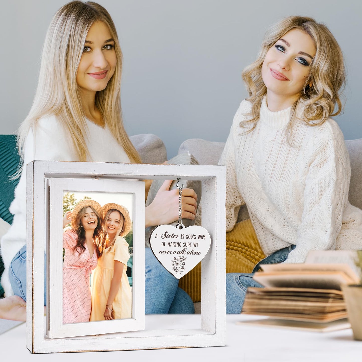 Hudiegify A Sister is God's Way of Making Sure We Never Walk Alone - Sister Picture Frame Sis BFF Best Friend Besties Birthday Gifts from Sis Adult (Display Two 4×6)