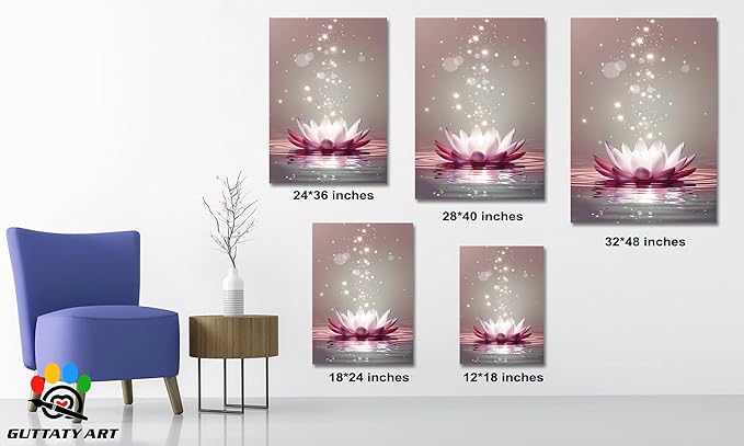 Zen Canvas Wall Art, White Lotus Flower Bloom in Water Wall Poster, Lotus Flower Canvas Art Print, Calm Relax Picture, Modern Framed Spiritual Home Artwork for Bathroom Spa Yoga Decor 24x36 inch