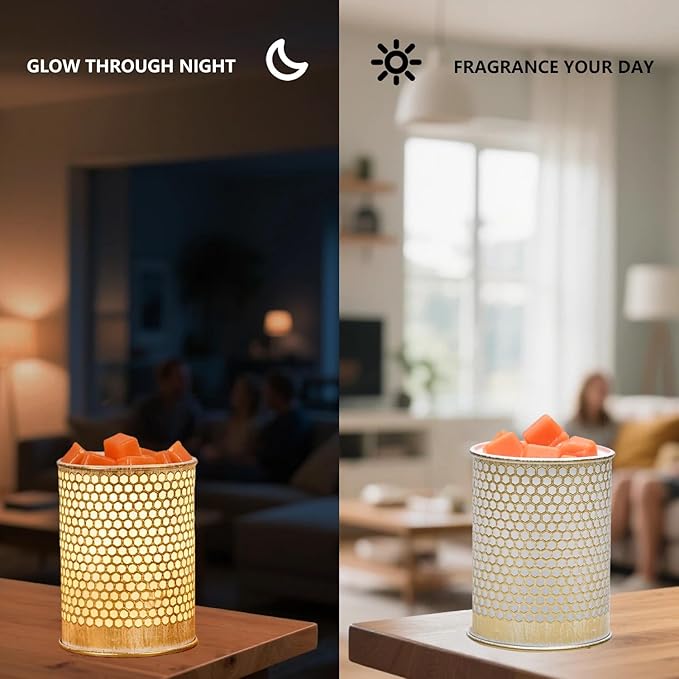 ASAWASA Metal Wax Melt Warmer Wax Warmer for Scented Candle Wax Melter for Warming Scented Candles and with to Freshen Room Spa Home Office (Honeycomb)