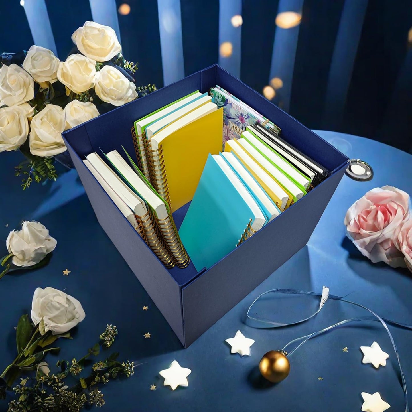 YINUOYOUJIA Large Gift Box 12x12x10 Inches,Blue Gift Boxes for presents,Birthday Gift Box,Present box,for Packaging,Valentine's Day,Mother's Day,Christmas,Anniversaries.