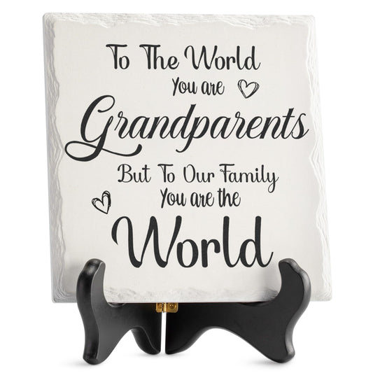 LukieJac Grandparents Gifts from Grandkids Ceramic Plaque for Grandpa & Grandma Gift Ideas Home Decor, Thanksgiving, Christmas, New Year, Grandparents Day, Wedding Anniversary and Birthday Gifts