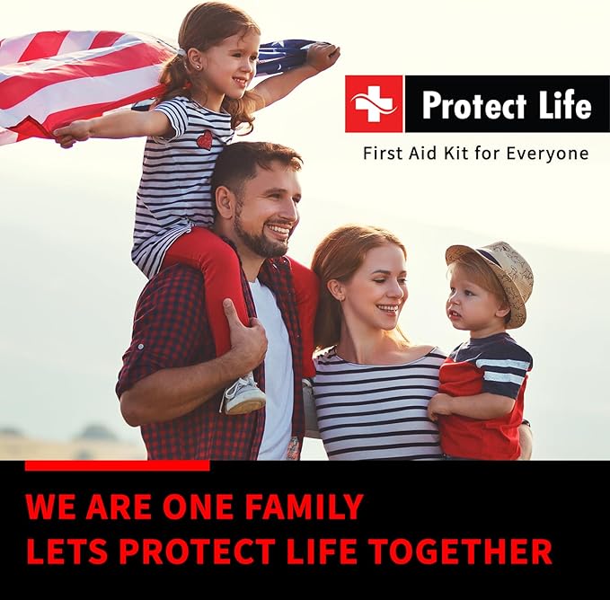 Protect Life Survival First Aid Kit for Home/Business, Camping Survival Kits | Mini Travel First Aid Kit | Camping Equipment | Small Kits for Car | Outdoor Emergency Survivals Pack