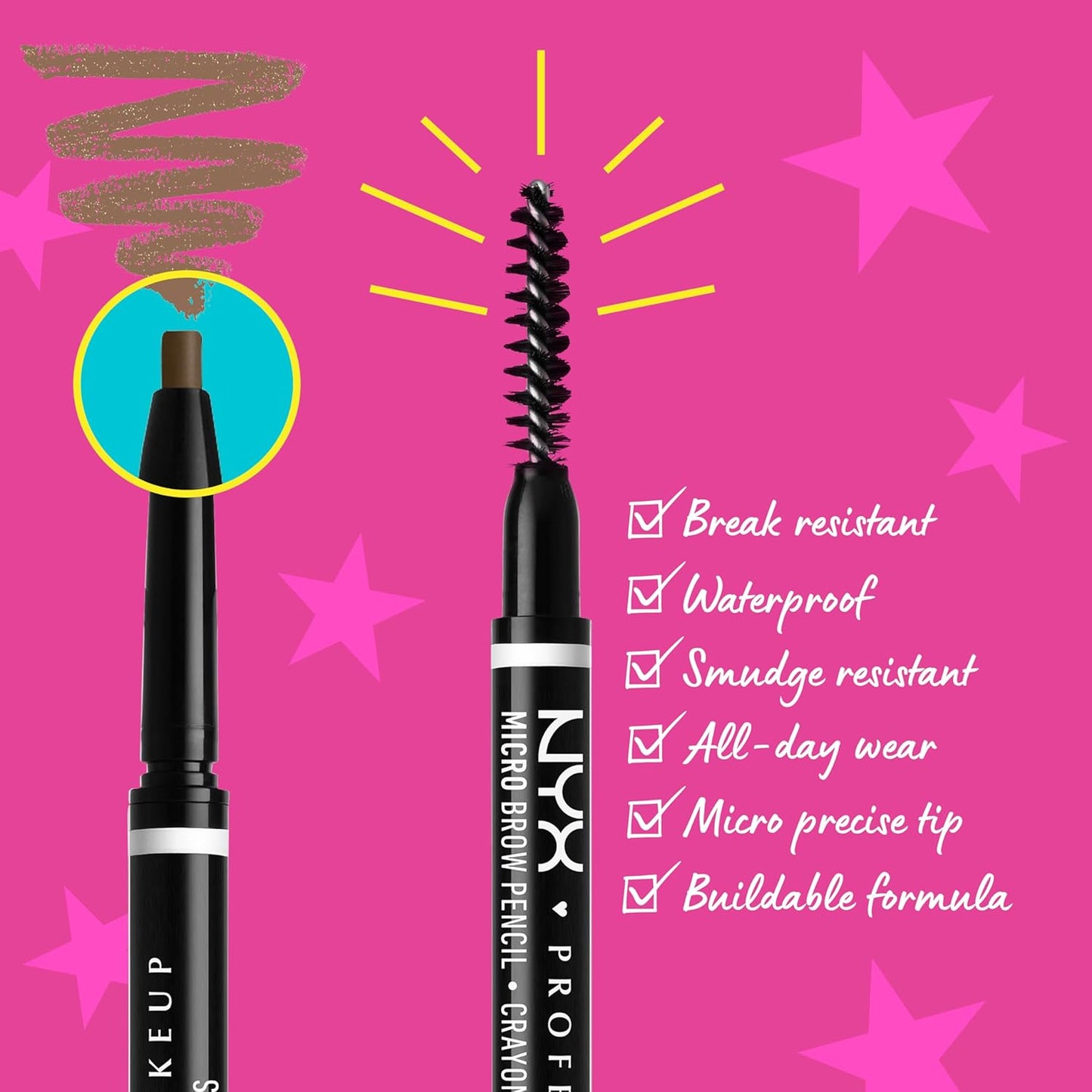 NYX PROFESSIONAL MAKEUP Micro Brow Pencil, Precise Eyebrow Pencil - Brunette