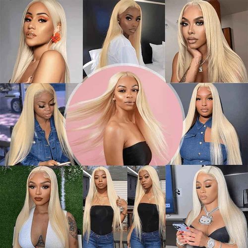 Fabimiya 14 16 18 Inch Bundles Human Hair Blonde 613# Straight Wave Human Hair Bundles Unprocessed Soft Sewn In Hair with Double Weft for Black Women