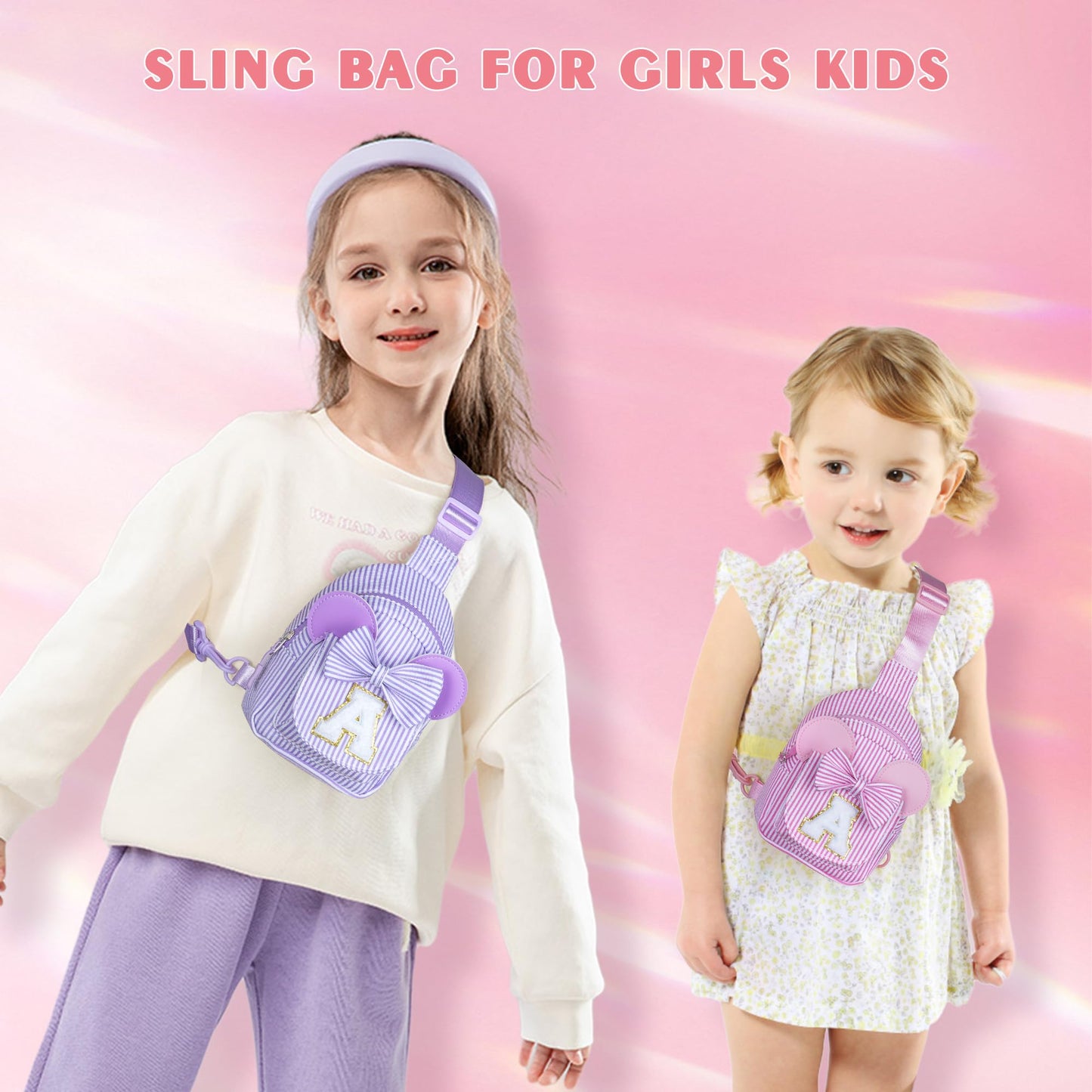 QLOVEA Small Sling Bag - Birthday Gifts for 3 4 5 6 7 8 9 Year Old Girls, Birthday Gifts for Girl Daughter Sister, Initial Cross Body Bags for Girls Sling Bag Purse for Kids(Blue E)