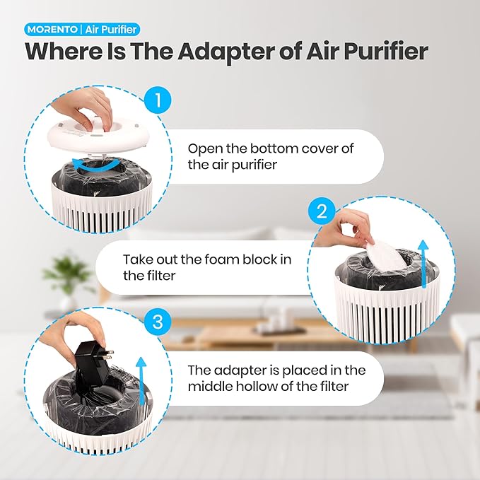 Air Purifiers for Bedroom Home for Smoke Pet Dander Odors, Air Purifier with Sleep Mode Small Air Purifier with Fragrance Sponge for Bedroom Office, Blue Ambient Light, 23dB Quiet, 2 Pack Ivory