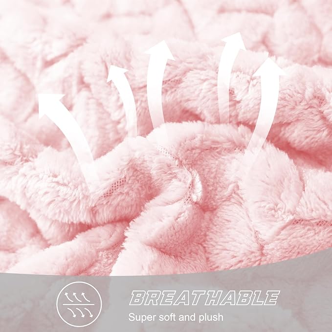 Exclusivo Mezcla Fleece King Size Blanket for Bed, 90x104 Inches Soft Cozy Jacquard Flannel Blankets, Lightweight Fuzzy Plush Warm for Winter, Light Pink