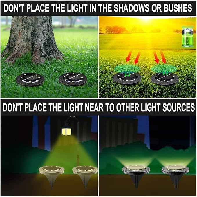 Solar Powered Ground lights 12 Pack,Waterproof LED Solar Lights Outdoor Solar Disk Lights Decorative,Solar Garden Lights for Landscape Pathway Patio Yard Walkway Path Lawn Driveway Lighting Warm White