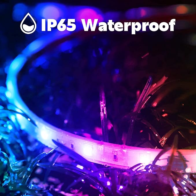 FBZ 200Ft Outdoor Waterproof LED Strip Lights,Music Sync RGB IP65 Led Lights with App Control and Remote,Color Changing Waterproof Led Rope Lights for Outdoor,Balcony,Roof,Garden,Stairs Party (200FT)