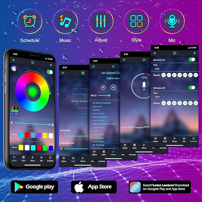 AILBTON 100ft Outdoor LED Strip Lights Waterproof,IP68 Outside Led Light Strips Waterproof with Bluetooth App Remote Control,Music Sync RGB Exterior Led Rope Lights,for Balcony,Deck,Roof,Garden,Pool