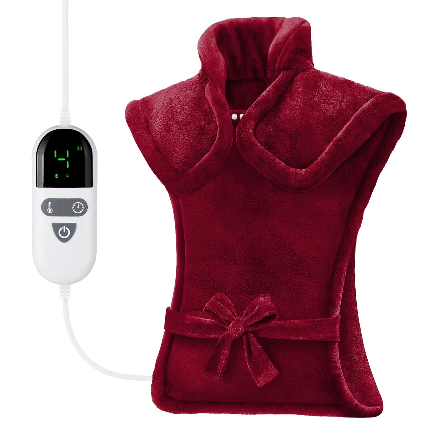 Heating Pad for Back Pain Relief, LANVA Birthday Gifts for Women Mom Grandma, Edge Weighted Electric Heat Pad for Neck and Shoulders, 6 Heat Settings, 4 Timer Options, Machine Washable, 24"x33", Red