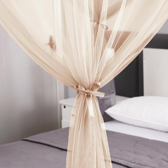 Mengersi Mosquito Net for Bed Canopy,Four Corner Post Canopy Bed Curtains for Twin/Twin XL Size Bed,Bed Curtains for Patio Indoor Outdoor Net