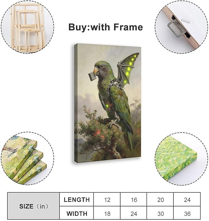 Framed Mechanical Fantasy Wall Art for Modern Living Room Industrial Sci Fi Decor Statement Piece 08x12inch(20x30cm)