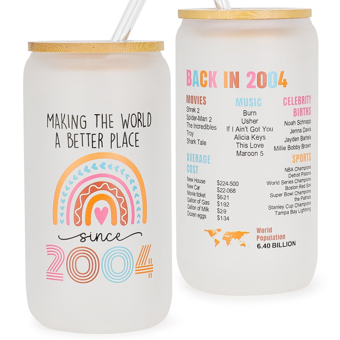 DECZHIYU 21st Birthday Gifts for Her - 2004 21st Birthday Decorations Gifts for Her 21 Year Old Gift Ideas Glass Cup for Women Daughter Sister Turning 21 Bday Present