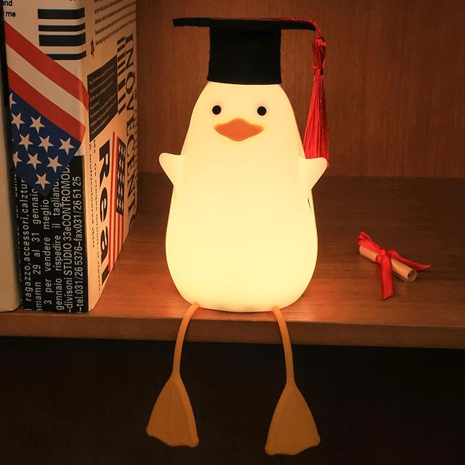 Attivolife Preschool Graduation Gift - Duck Night Light with Dimmable, LED Silicone Lamp, 2024 Cute Kindergarten Pre-K Graduation Gift for Kid Boy Girl