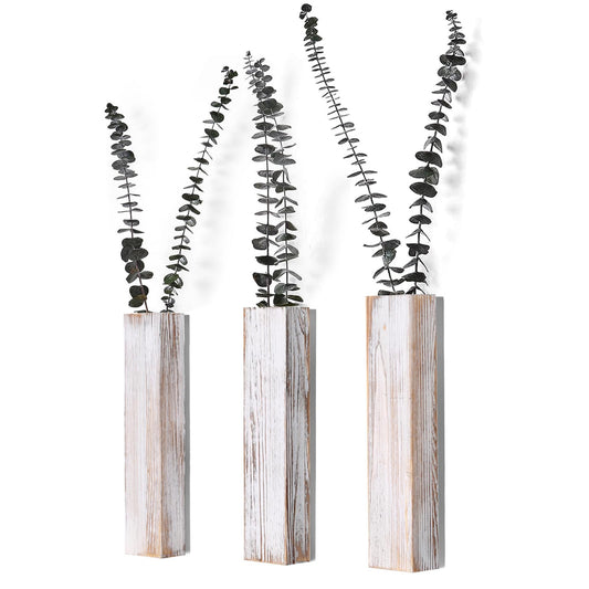 Sawoake Wooden Wall Planter Set of 3 - Modern Home Decor for Living Room, Bedroom, Bathroom - Vintage Finish Planter for Dried Flowers, Faux Greenery, Indoor Plants
