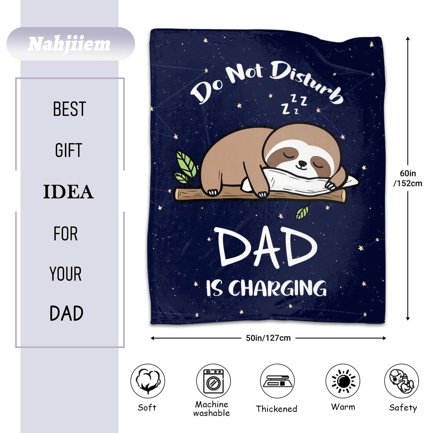 Nahjiiem Blanket Gifts for Dad from Daughter Son, Happy Birthday Dad Gifts, Best Daddy Ever Blanket, Father Gifts for Fathers Day Christmas Throw Blanket 50''x60''