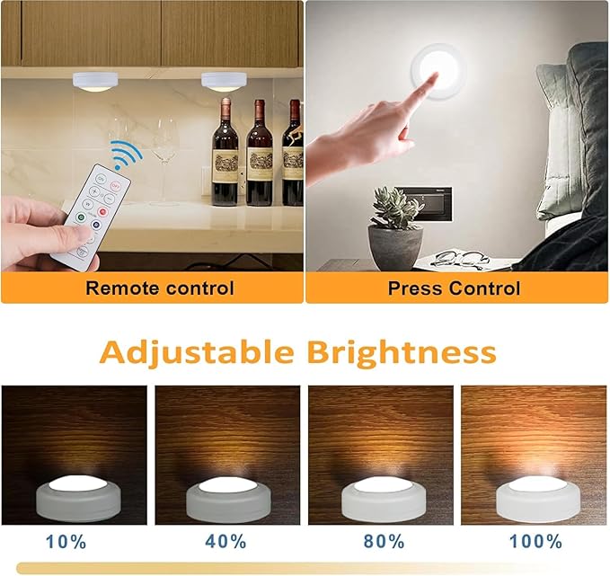 Puck Lights with Remote Control, 16 Color Changeable Wireless LED Light,Under Cabinet Lights, Battery Operated Light with Dimmer & Timmer Great for Closet, Bedroom,Kitchen(12 Packs)