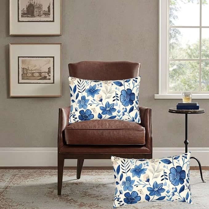 Throw Pillow Covers 16x28 Inch Pillow Covers Set of 2 Couch Pillows for Living Room, Blue Throw Pillows with Invisible Zipper, Soft Accent Pillows Decorative Pillows Farmhouse Decor, Scandinavian J334