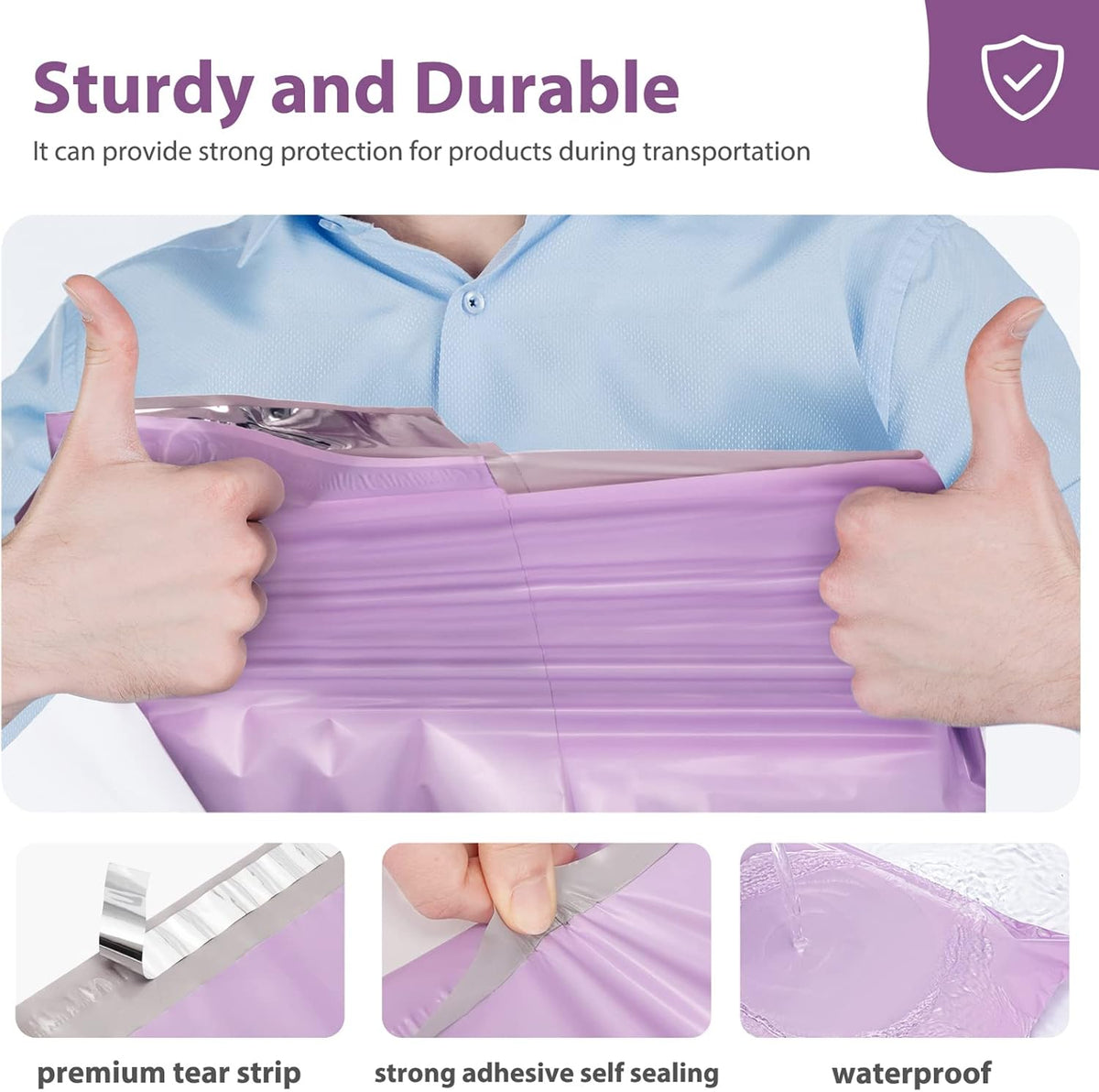 Fuxury Large Poly Mailers 19x24 Inch 50 Pcs, Waterproof Shipping Bags for Clothing, Strong Adhesive Shipping Envelopes for Small Business Suppliers, Self Seal Mailers Poly Bags Mailing Bags Purple
