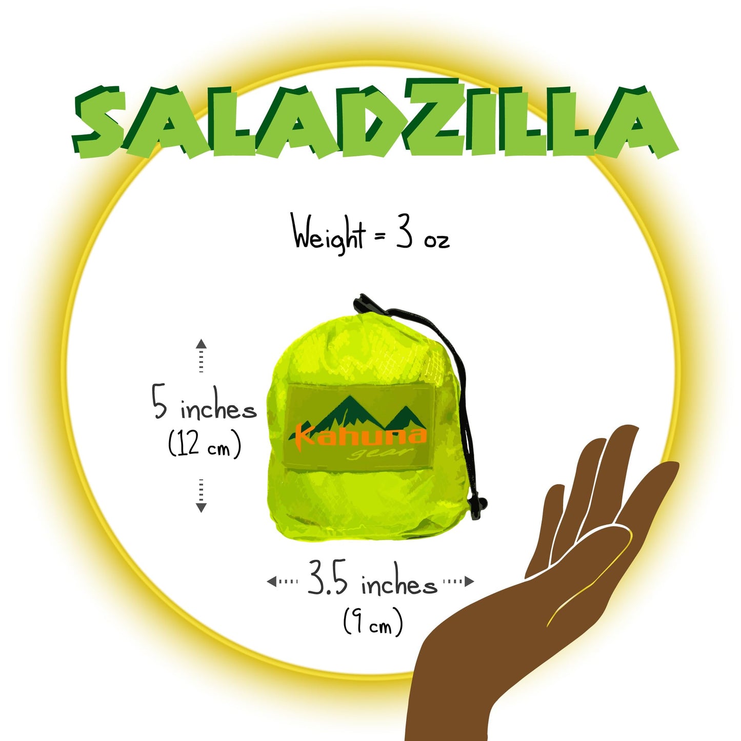 Saladzilla by Kahuna Gear: Large Salad Spinner, 2 Gallon Capacity (8 Qt.), Collapsible & Portable [Vegetable/Sprouts/Microgreen/Herb Dryer] Durable BPA-Free Fabric