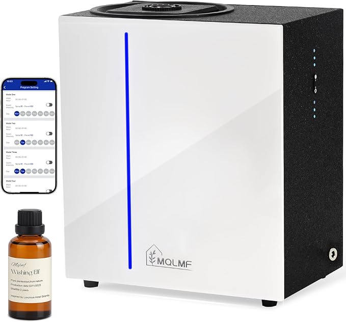 HVAC Diffuser Scent System - 10000 Sq Ft,WiFi & Bluetooth App Remote Control,Waterless,Ambient Light,Metal,Commercial Hotel Collection Whole House Diffuser Machine - White