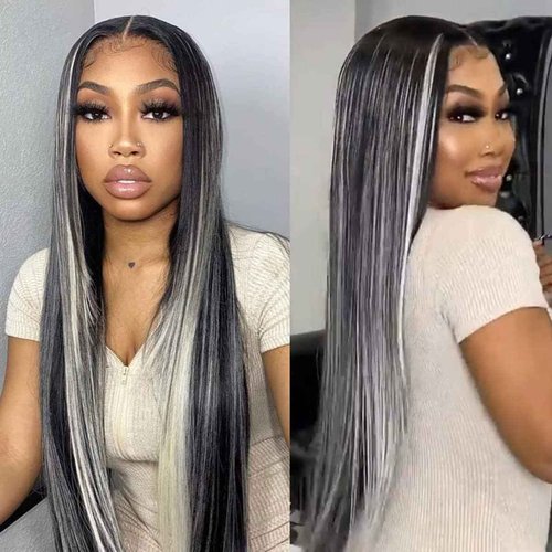 Habiliana Bundles Human Hair 20 22 24 Inch Straight P1B/GREY Human Hair Bundles 11A Unprocessed Brazilian Virgin Quick Weave Hair Extensions for Black Women