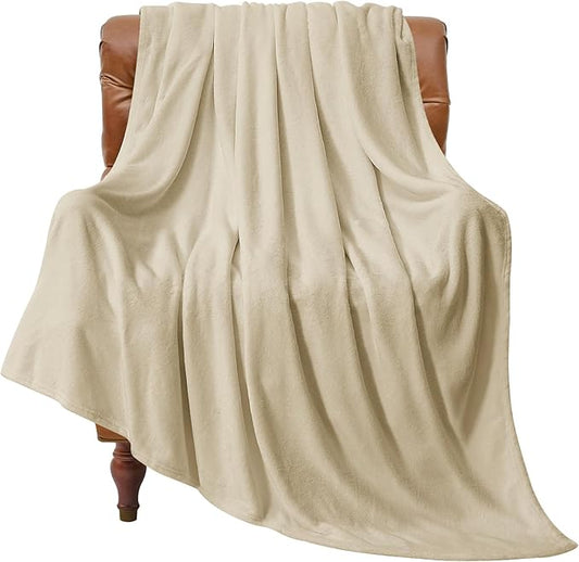 BEDELITE Fleece Blanket Linen Throw Blanket for Couch & Bed, Luxury Plush Cozy Fuzzy Blanket 50" x 70", Super Soft Warm Lightweight Fall Throw Blanket for Travel Camping
