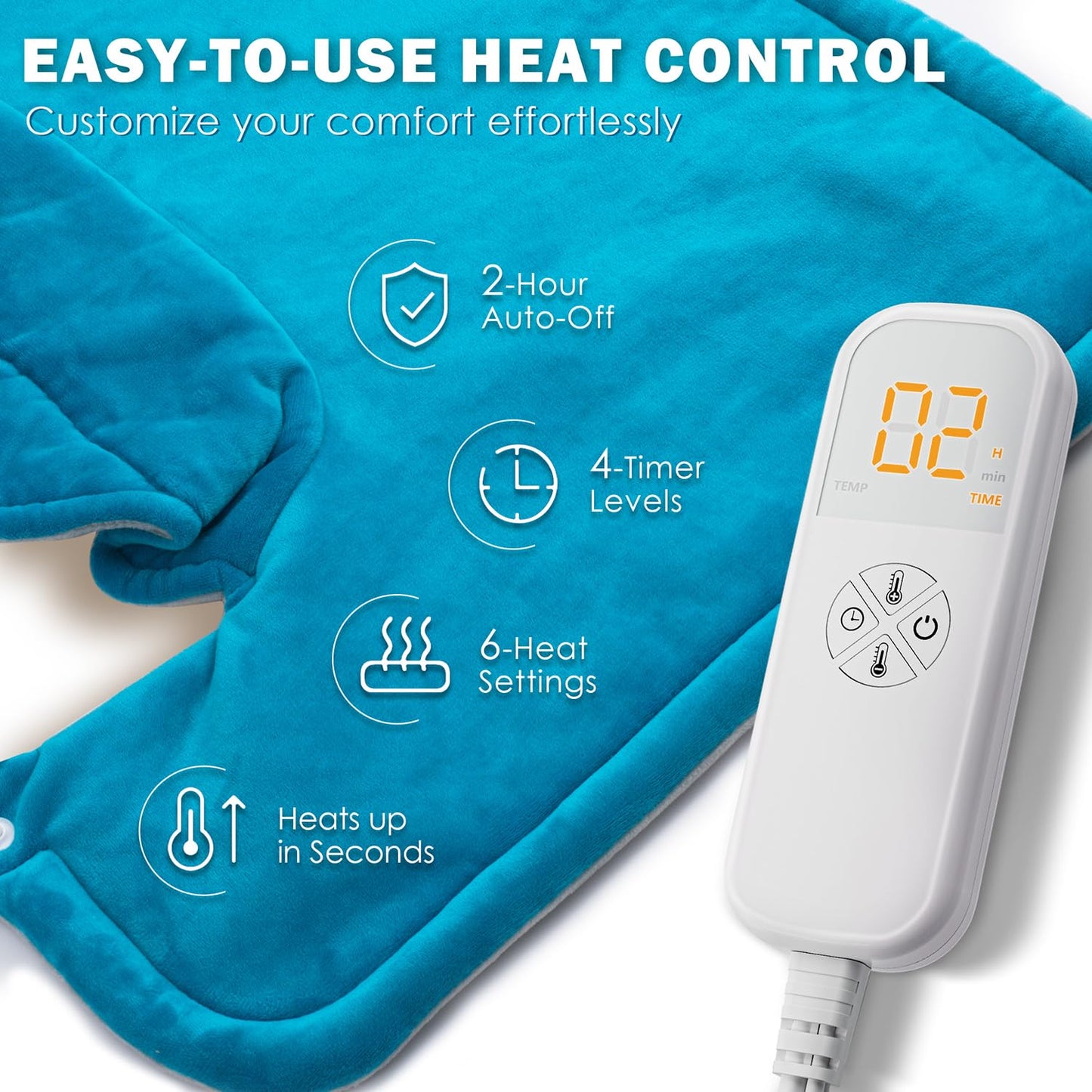 Weighted Neck & Shoulder Heating Pad for Pain Relief | Father’s Day Gift for Dad Husband from Daughter Son Wife, Birthday Gifts for Dad Men Women Mom | 6 Heat Settings, 2H Auto‑Off | Home & Office Use