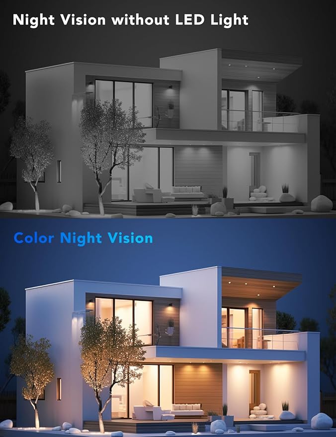 2K Solar Security Cameras Wireless Outdoor, 360°PTZ Battery Powered Cameras for Home Security, 2.4G WiFi Outdoor Camera with Color Night Vision, IP66 Waterproof, Motion Sensor Alarm, White-4P