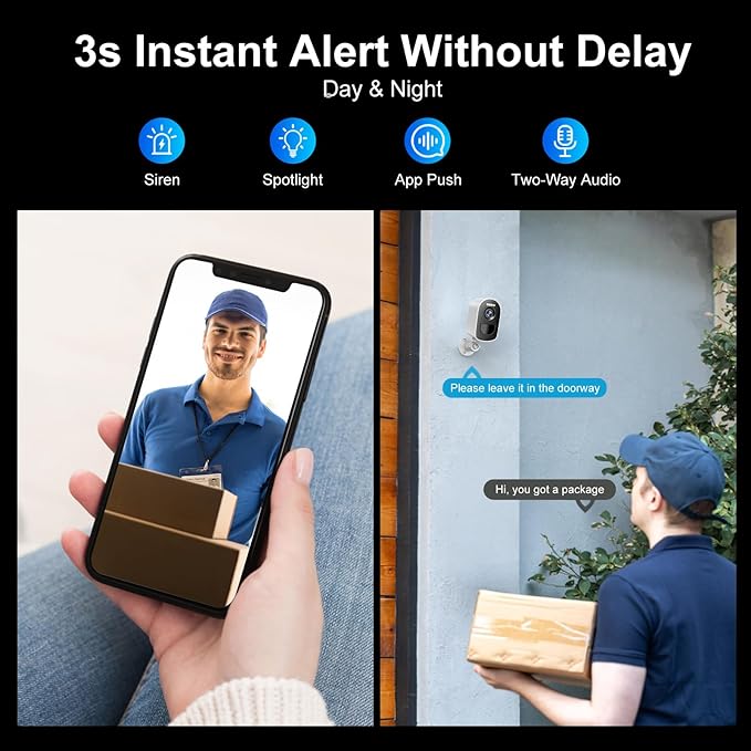 Cameras for Home Security, 2K Security Cameras Wireless Outdoor with Motion Detect & Color Night Vision, Security Camera Support SD/Cloud Storage, Outdoor Camera Battery Operated Waterproof