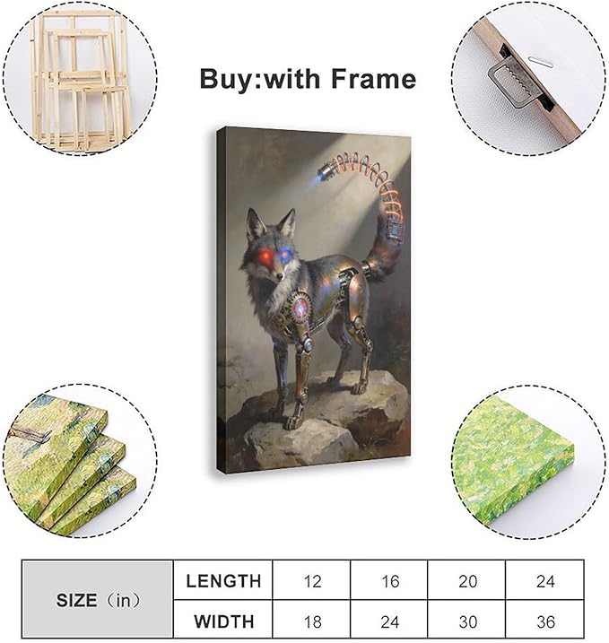 Framed Steampunk Fantasy Wall Art for Modern Living Room TV Wall Futuristic Industrial Style Decor Statement Artwork 12x18inch(30x45cm)