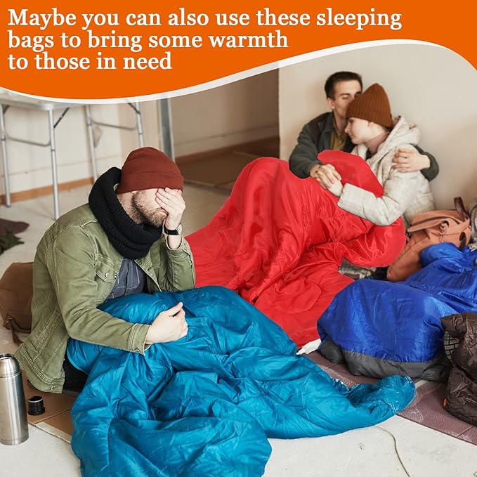 10 Pcs 0 Degree Camping Sleeping Bags Bulk for Adults Cold Weather Sleeping Bags 4 Season Warm Waterproof Lightweight with Compression Sack for Backpacking Hiking Travel Homeless