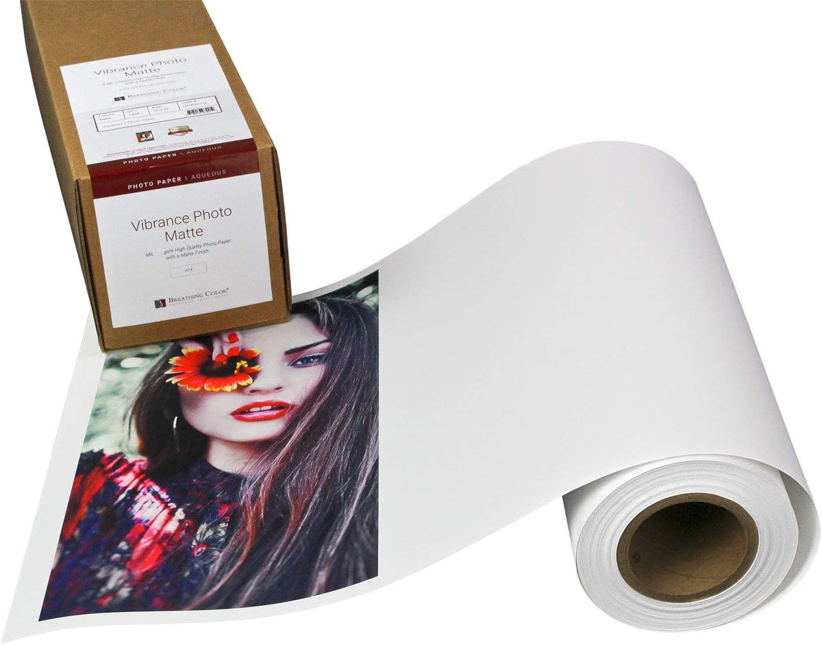 Vibrance Matte Photo Printer Paper 12 mil 230 gsm Matte Finish Premium Photo Paper Roll on 3in Core 12 inches x 100 ft Works with Most Inkjet Printer Professional Makes and Models Like Epson Canon HP