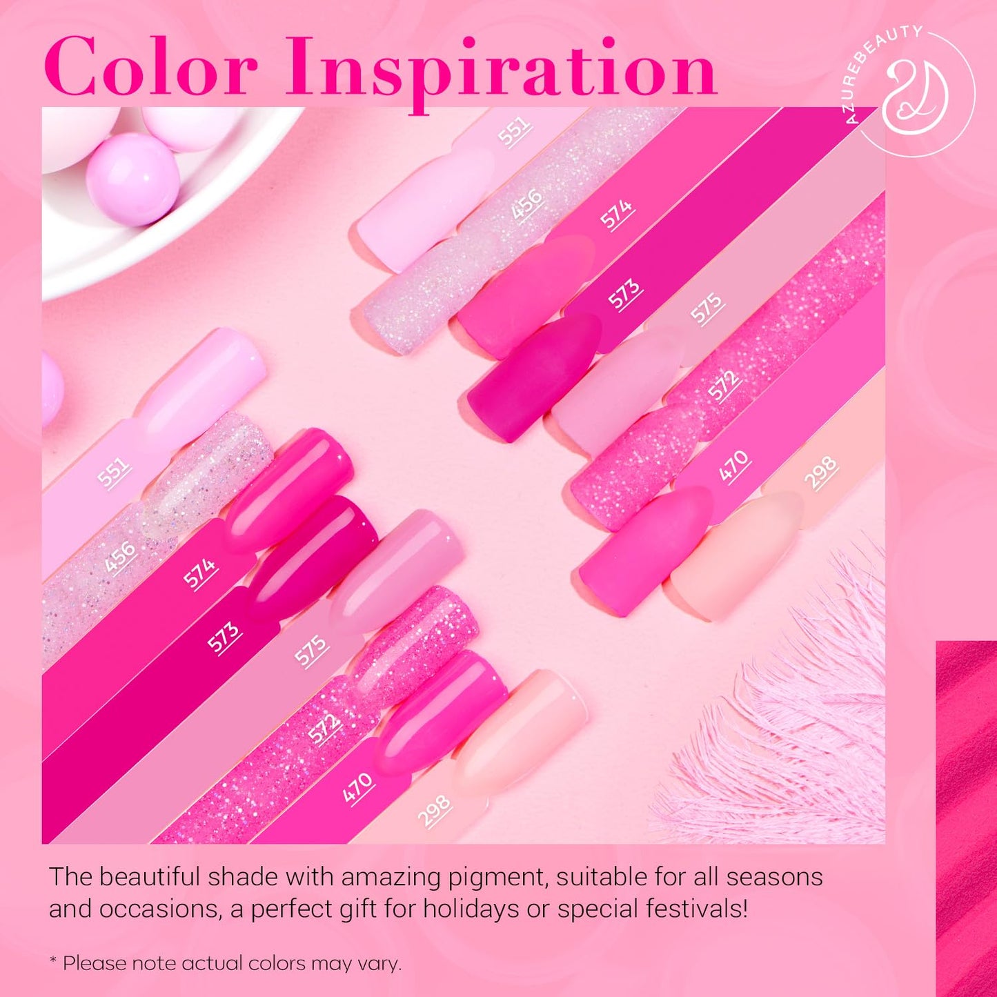 AZUREBEAUTY Dip Powder Nail Starter Kit with Matte Coat, 8 Hot Pink Glitter Neon Summer Color, Dipping Powder Liquid Set with Base/Top Coat/ Activator/10 Nail Sticks Salon at Home