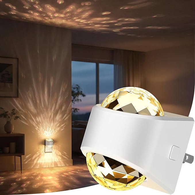 Briignite Night Light, Night Lights Plug into Wall, LED Projector Night Light, Soft White for Bedroom, Dimmable Brightness Dusk to Dawn Nightlight for Kids, Nursery, Bathroom, Home Decor, Gaming Room