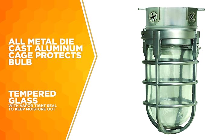 Woods L1706 Vandal Resistant Security Light With Ceiling Mount (150W Incandescent Bulb; Silver)