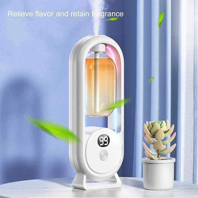Air Freshener Automatic Spray Bathroom, Wall Mounted Essential Oil Diffuser Automatic Fragrance Dispenser Aromatherapy Diffuser with LED Display, for Bedroom Bathroom Office Hotel