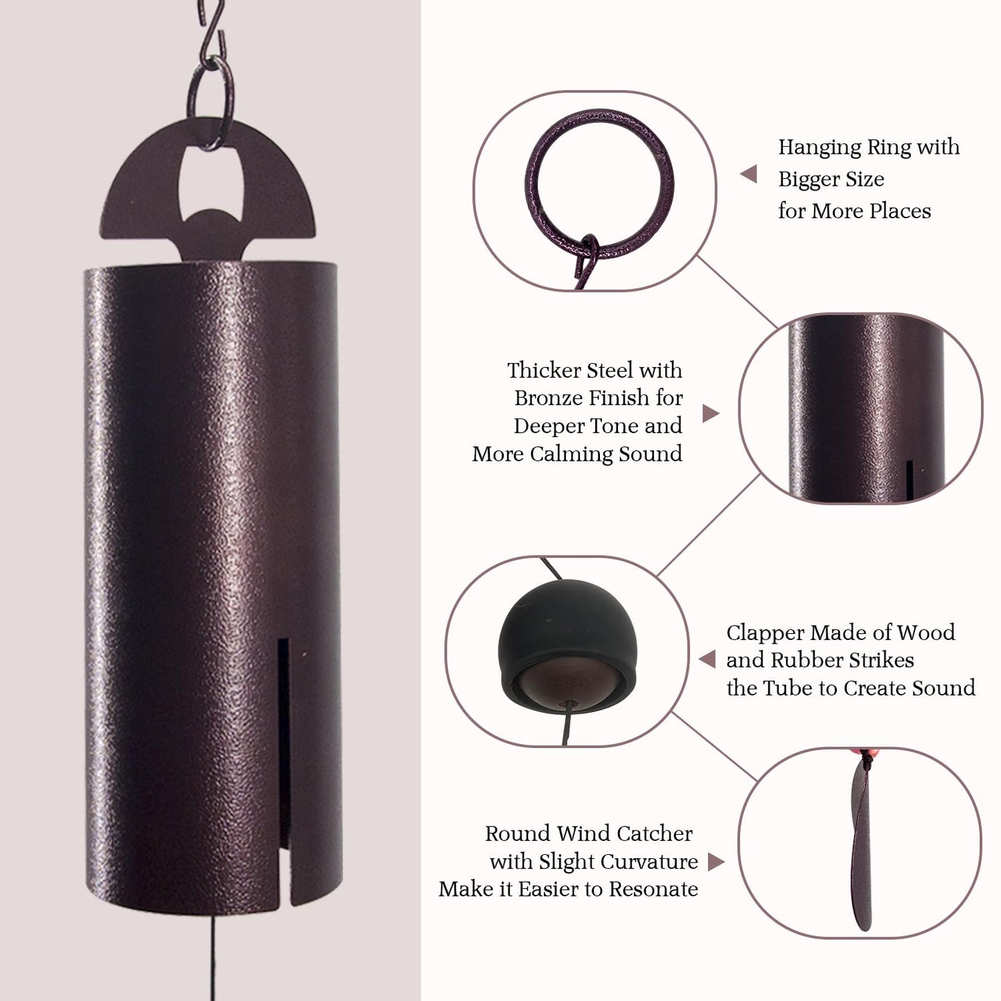 ASTARIN Wind Chimes for Outside Deep Tone Heroic Windbell Deep Resonance Serenity Bell Outdoor Decor for Patio,Yard,Porch,Garden