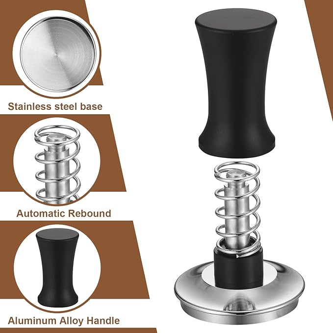 Roowest 5 Pack 54 mm Espresso Accessories Kit Wooden Tamper Station Coffee Distributor Stirrer Tamping Mat with Brush, Multipurpose Tools for Bar Home Office