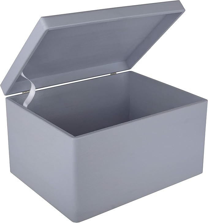 Large Grey Wooden Box Storage with Hinged Lid | 15.8 x 11.8 x 9.44 inches (+-0.5) | with Handles | Gift Box Storage Document | Product NOT Intended for 15 Years OR Below