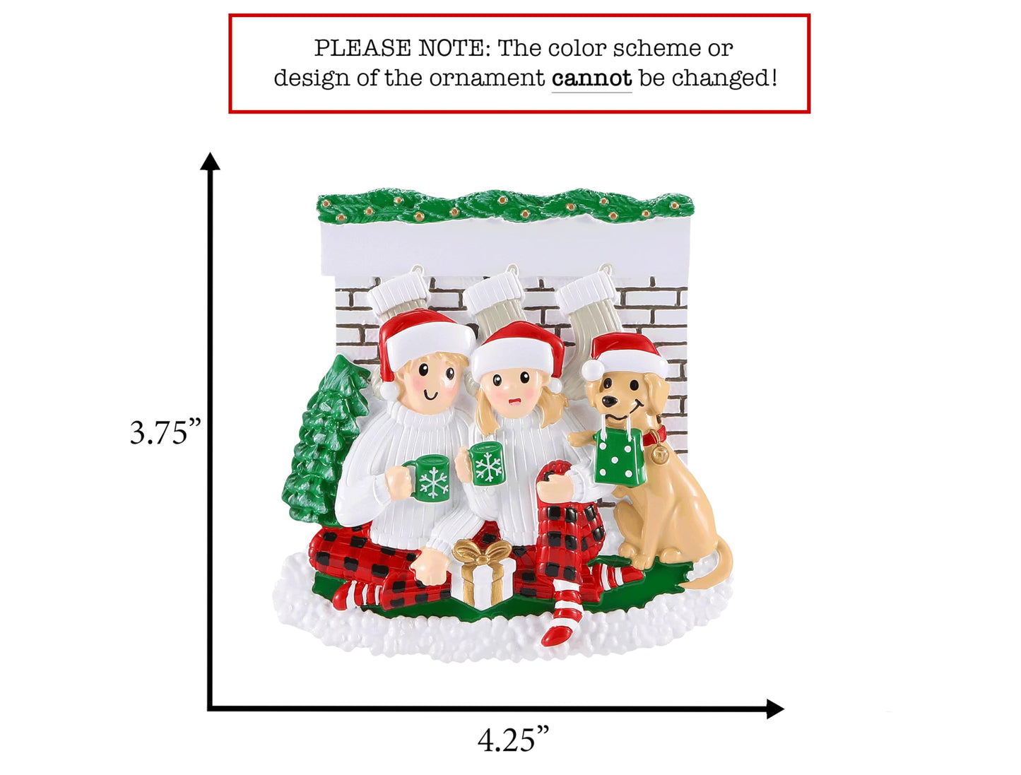 UniqXmas Personalized Couple with Dog Christmas Ornament 2025 | Customized Fireplace Family of 2 with Puppy Ornament for Xmas Tree | Our First Christmas with Dog, New Dog Keepsake – Custom Name & Year