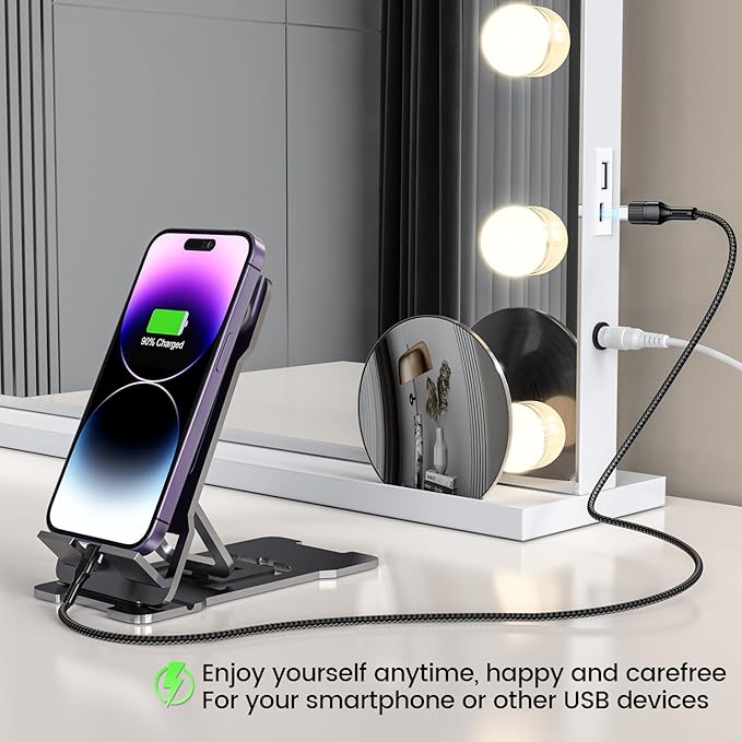 VESAUR Hollywood Vanity Mirror with 10X/15X Magnification and Lights, USB/Type-C Port Makeup Mirror with 15 Dimmable LED Bulbs, 3 Color Modes, Tabletop & Wall Mount for Bedroom, Aluminum（23"x18"）